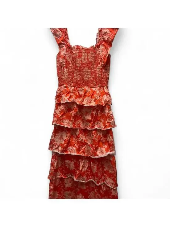 Saylor Linley ruffle layered maxi dress in an orange floral print - Picture 3 of 6